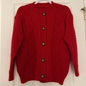 Classic Red Cable Knit Sweater